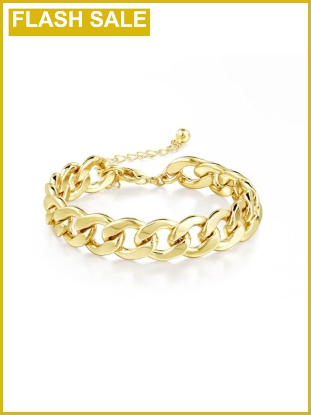 14k Gold Plated Chunky Large Link Chain Bracelet Lobster Claw Clasp